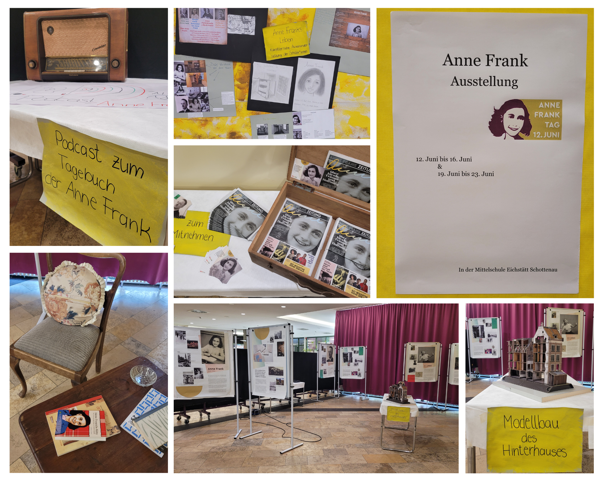 Collage Ausstellung zu Anne Frank Tag