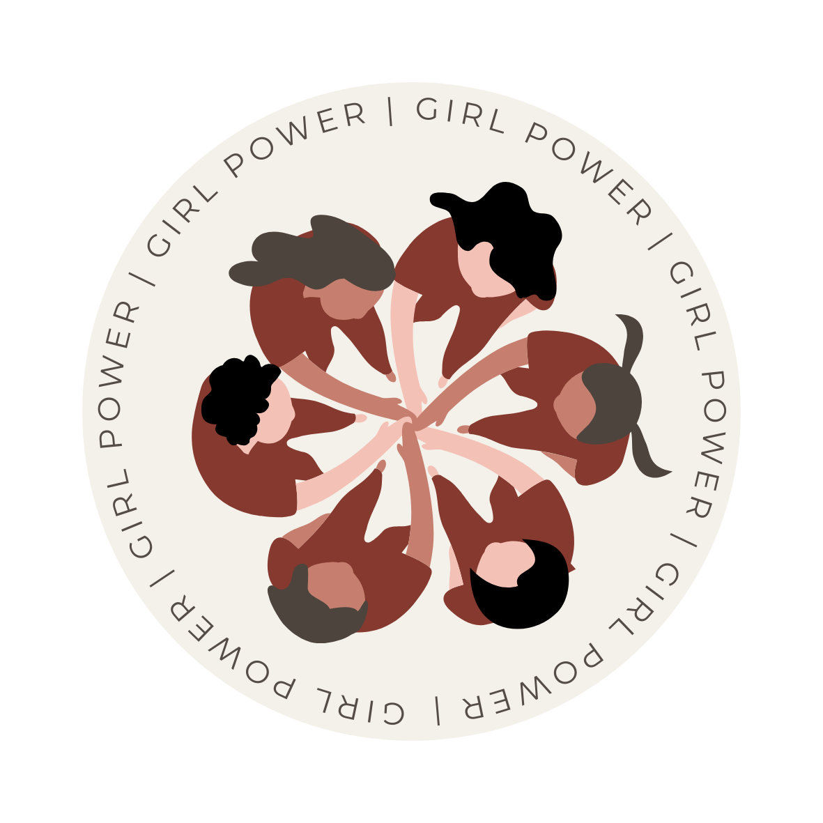 Beige Minimal Happy Women’s Day Circle Sticker