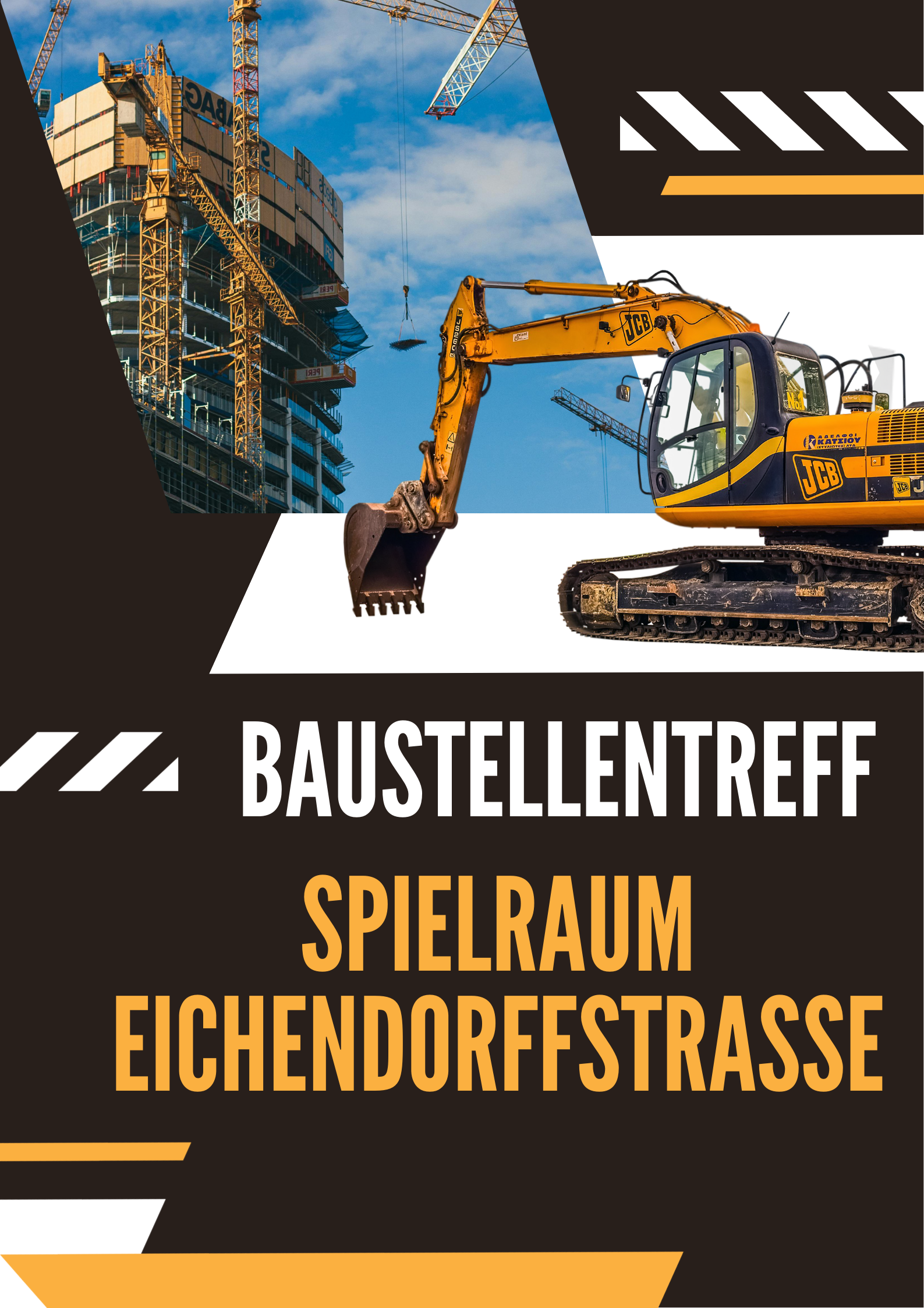 Black and Orange Modern Building Construction Poster