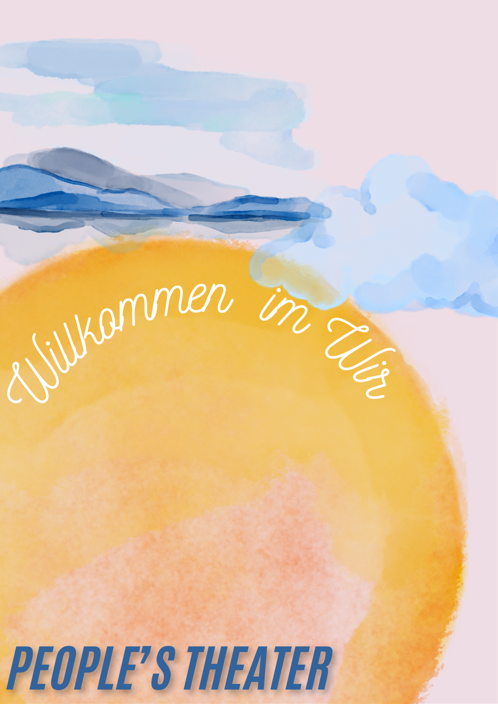 Yellow Blush Blue Watercolor Sunshine Nature Nursery Poster (1)